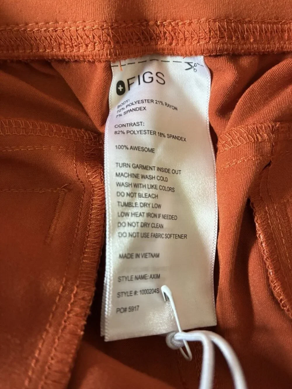 Figs Axim Cargo Scrub Pants In Rust Size LS 34” x 28”
